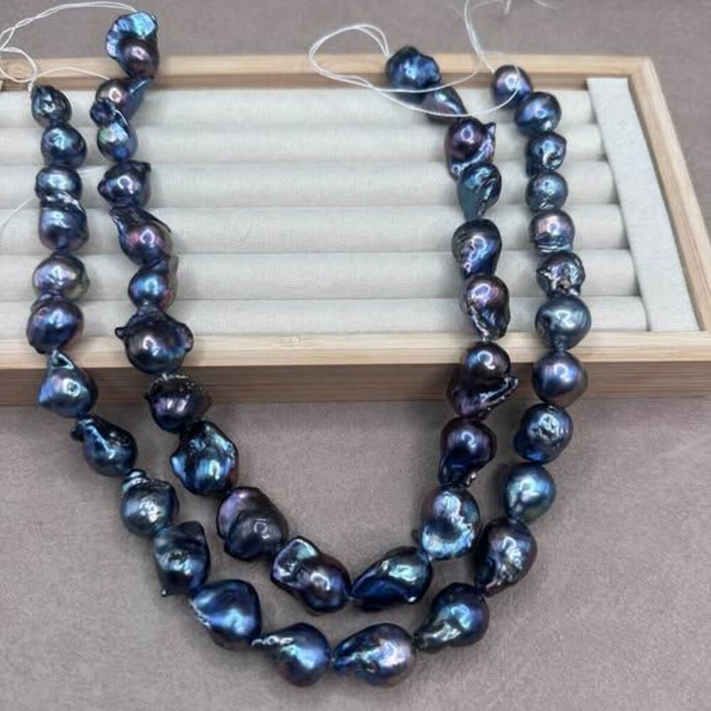 Bundle of 2 Peacock Baroque Freshwater Pearl for DIY